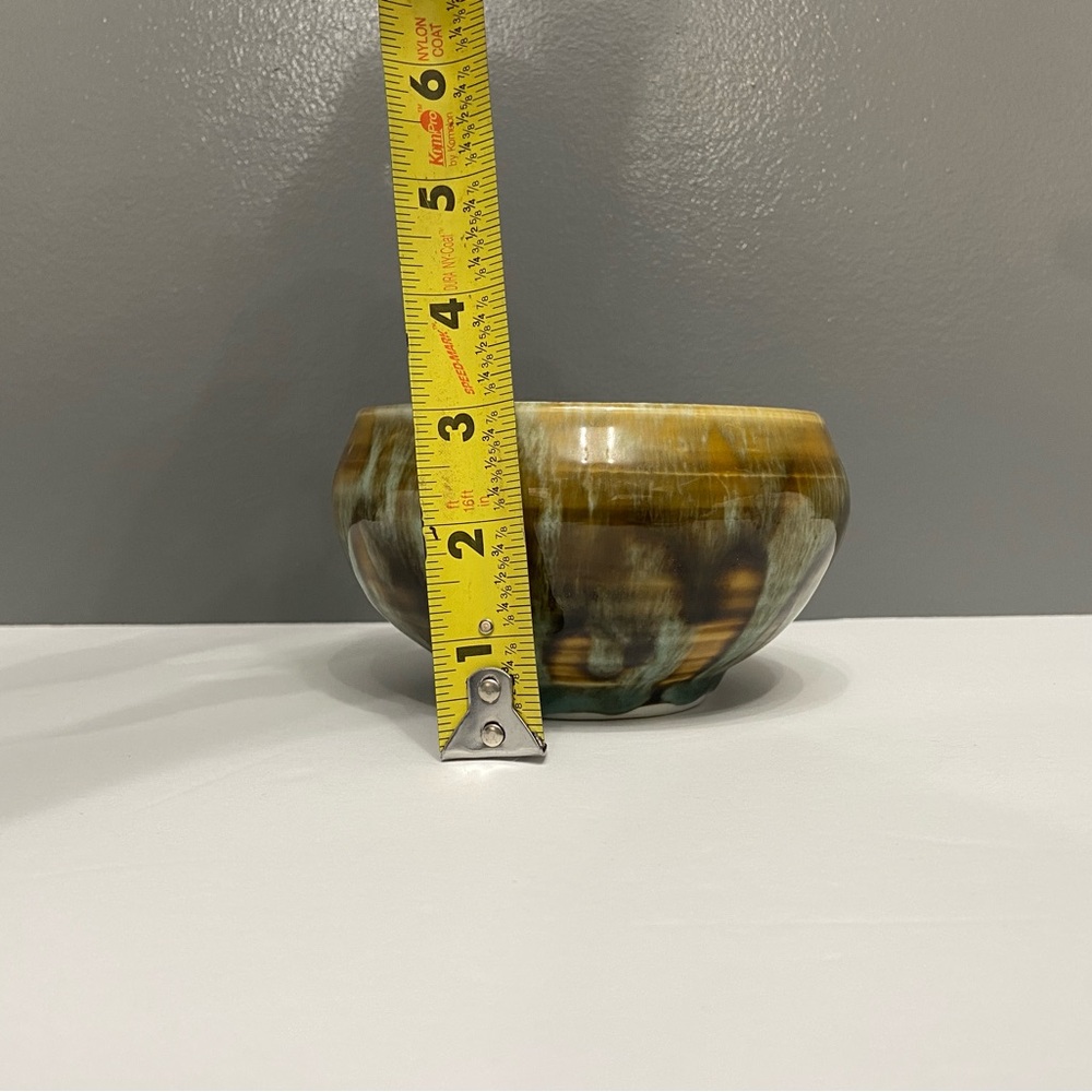 Vintage MCM HULL POTTERY 1950-60s Hand Thrown Drip Glaze Green Brown Stoneware - Picture 13 of 14